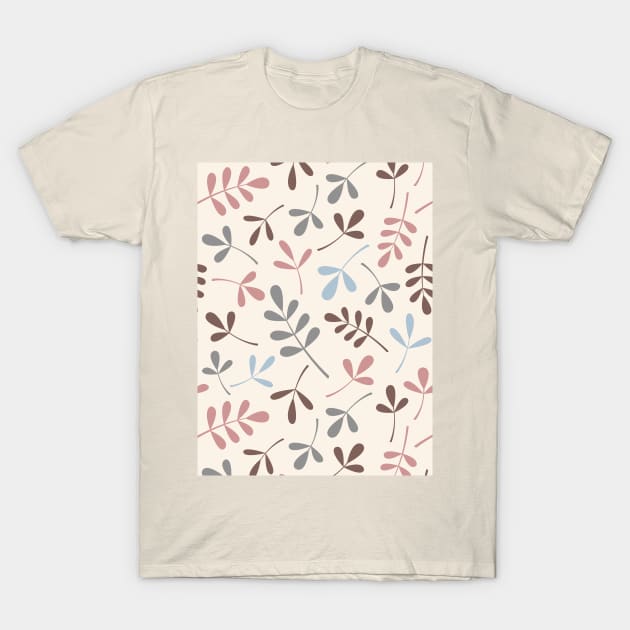 Assorted Leaf Silhouettes Pastel Colors T-Shirt by NataliePaskell